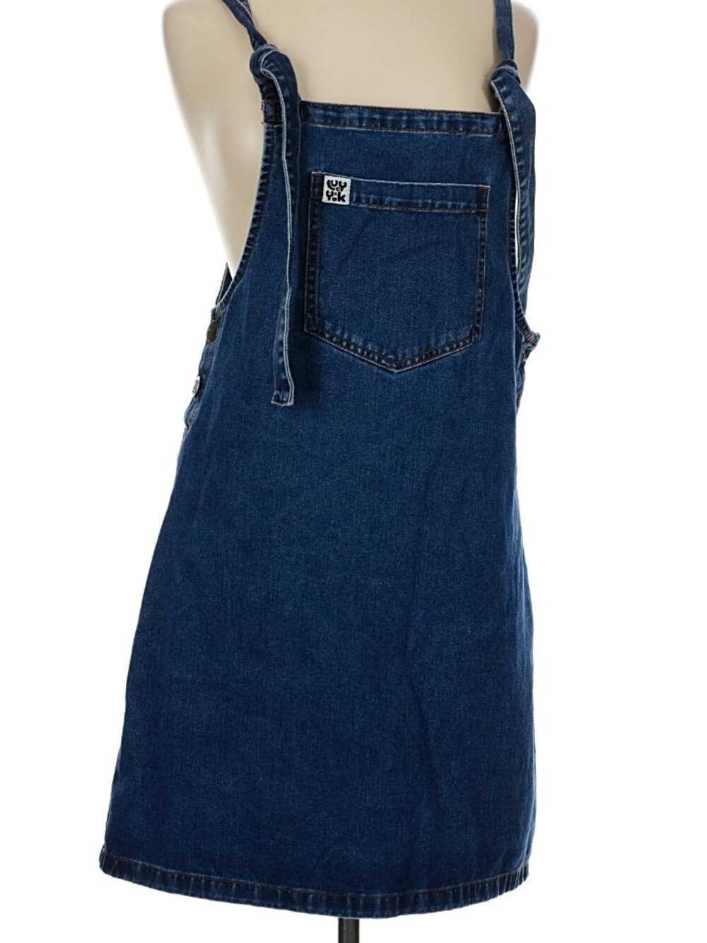 Lucy & Yak Denim Dungaree Dress Dark Wash Blue UK 12 / US 8 NWOT Organic Cotton